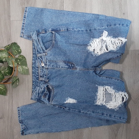 Shein Distressed High Rise Jeans - Picture 13 of 14